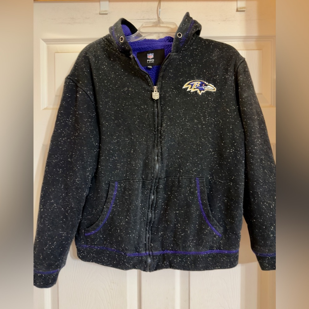 Vintage Baltimore Ravens Fleece Lined Full Zip Up NFL Proline Unisex Hoodie S